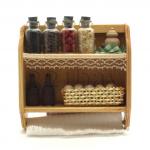 dollhouse shelf, miniature spice jars, mini eggs
