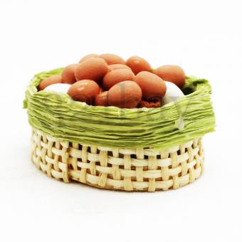 Polymer clay eggs in dollhouse baskets 