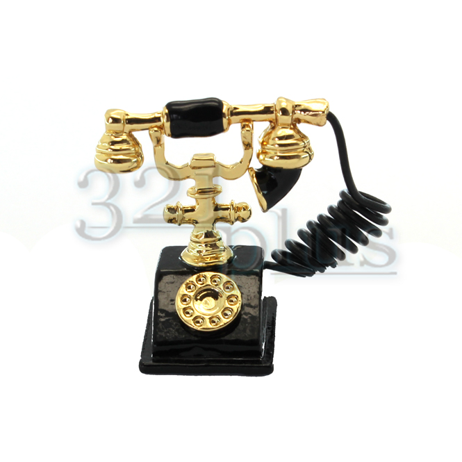 Puppenhaus Maßstab Miniatur Telefon Dekoration Telefonapparat Deko 1:12 Schwarz 