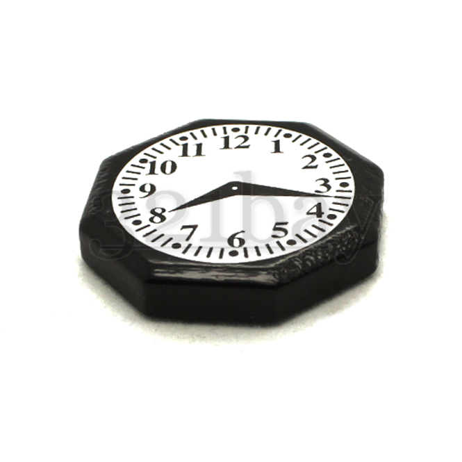 Puppenhaus Wanduhr Uhr Holz Schwarz achteckig Arabische Ziffern Mini Deko 1:12 